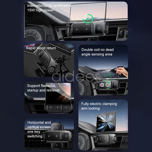 Soporte de ventilación de aire de montaje de cargador de coche inalámbrico con abrazadera automática para teléfono inteligente tableta - Imagen 15 de 21