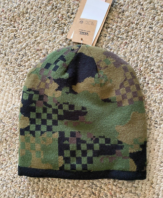 VANS Knit Hat Beanie Cap Skoval Reversible Camouflage Camo Green