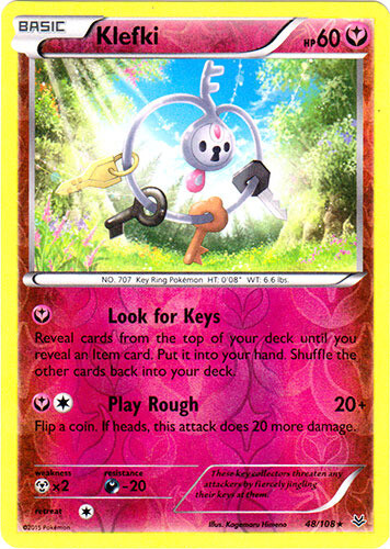 Pokemon - Klefki - 48/108 - Rare - Reverse Holo - XY - Roaring Skies - LP