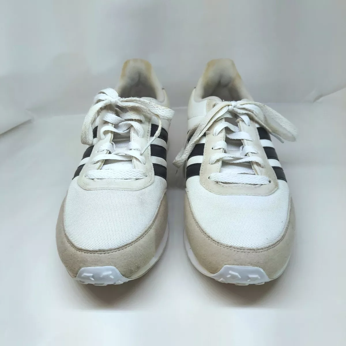 Women&#039;s 10 Adidas V 2.0 DB0424 White Beige Black Running Shoes Lace Up eBay