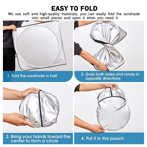 75''x 35'' Universal Folding Front Rear Car Window Sun Shade Auto Visor Cover - Picture 11 of 12