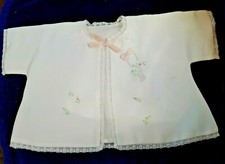 Vntg embroidered rayon bed jacket for baby / doll HOLLYWOOD NEEDLECRAFT