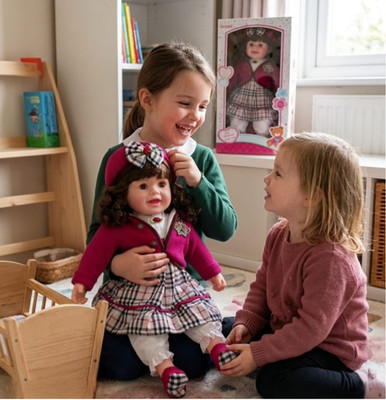 60 cm große Reborn Baby Puppen Weichkörper Haare schönes Kleinkind Puppe Mädchen Geschenke Spielzeug
