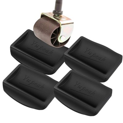 Bed & Furniture Caster Cups - Solid Silicone, Scratch Prevention (4 Pack, Black)