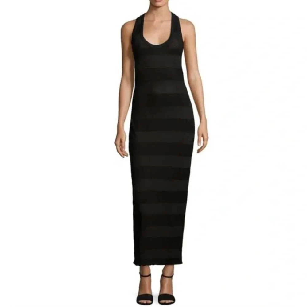 james perse empire linen dress Linen midi dress - black