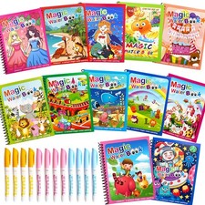 12 Pack Water Coloring Books Reusable Water Doodle Books for Toddlers