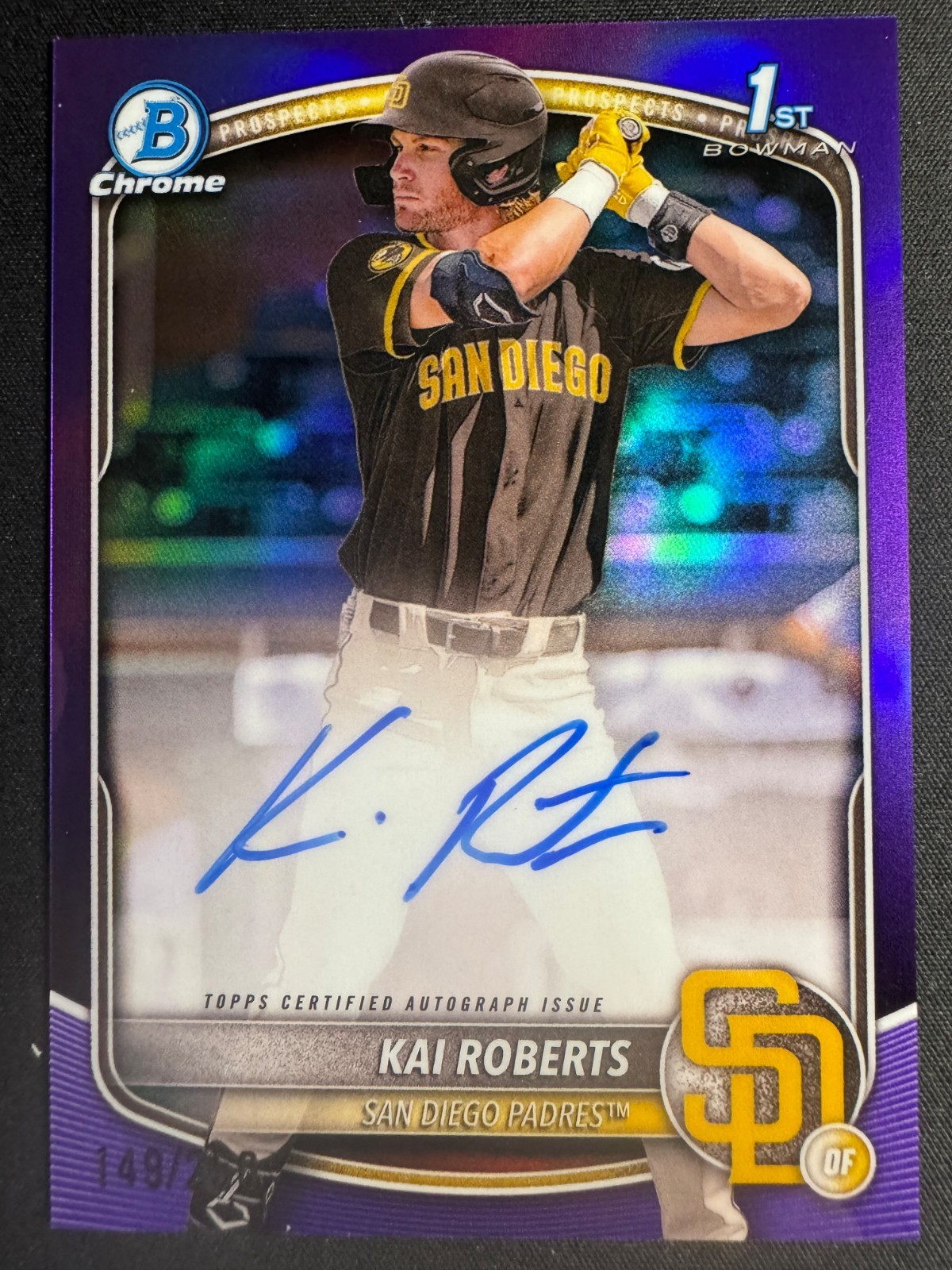 2025 Bowman Chrome - Prospect Autographs Kai Roberts #CPA-KR Purple 149/250