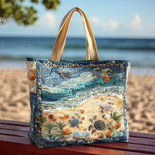 Personalized Flip-Flop Beach Ocean Sea Summer Vacation Quilted Tote Bag Gift