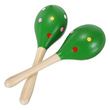 2 Pcs Wooden Maracas, 7.9 Inch Hand Maracas for Beginners, Green