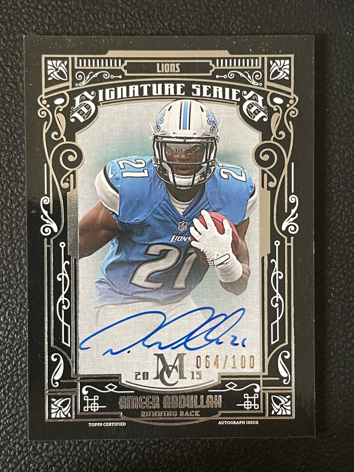Ameer Abdullah Topps Museum Collection Signature Swatches Triple Relic #AA Base