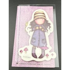 Santoro London Gorjuss The Hatter Rubber Cling Stamp Purple Coat Girl Mushrooms