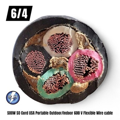  6/4 SOOW SO Cord 25 FT USA Portable Outdoor/Indoor 600 V Flexible Wire cable