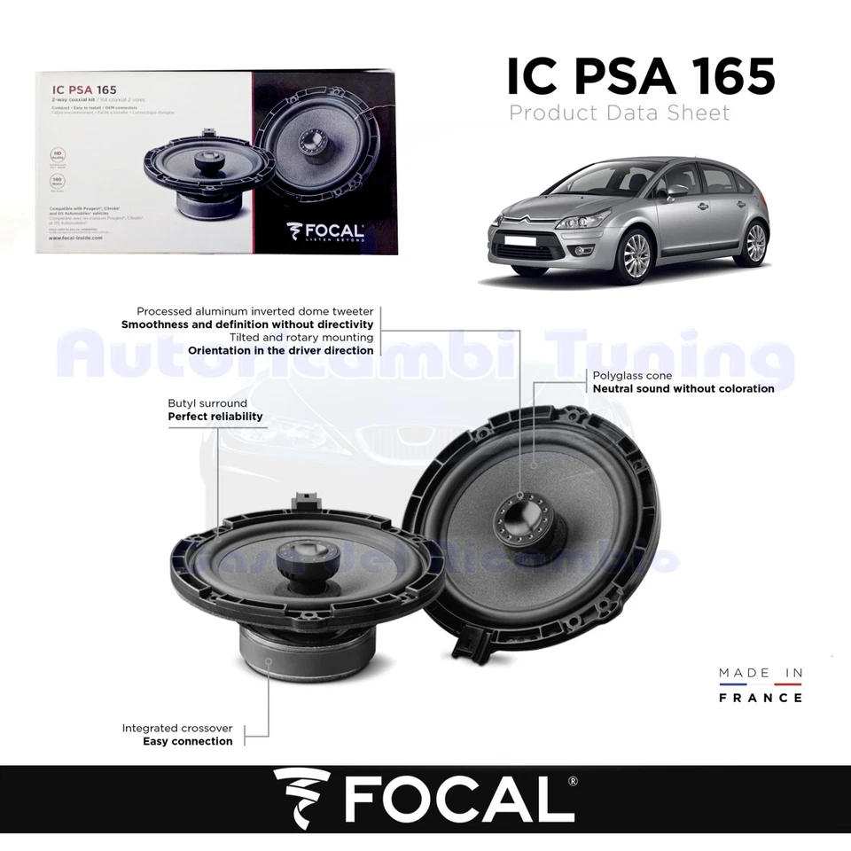 Focal Icpsa165 Inside 2 voies Coax pour Peugeot Citroen