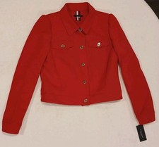 Tommy Hilfiger Red Gold Button Blazer Jacket Women Size 8 Pockets NWT