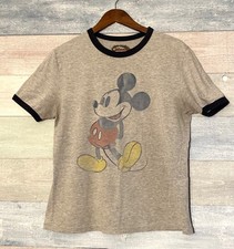 Disney Mickey Mouse Ringer Tee Lightweight Gray Small Vintage Feel