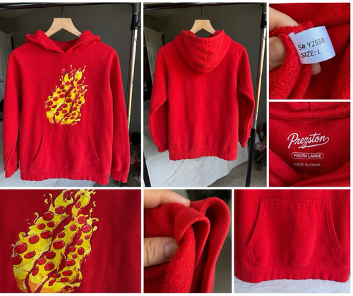 Preston Plays Youth L Red Fleece Pullover Hoodie w/ Pockets Food Graphic Y2550