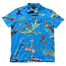 Polo Ralph Lauren Polo Bear Sea Print Polo Shirt Mens Medium SEE DESCRIPTION 
