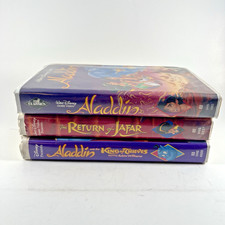 Disney Aladdin VHS Lot 3 Movies Trilogy Black Diamond Clamshell