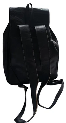 Echt leder Rucksack schwarz Echte Leder Tasche Beutel Handarbeit 30x26 Vintage - Bild 1 von 3