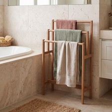 Free Standing Towel Rack, 3-Tier Solid Wood Blanket Rack, Floor Blanket Holder