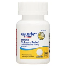 Equate Fast-Acting Motion Sickness Relief Dimenhydrinate Tablets, 50 mg, 100 Ct