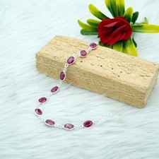 Dainty Red Ruby Bracelet - Handmade 925 Sterling Silver Minimalist Jewelry