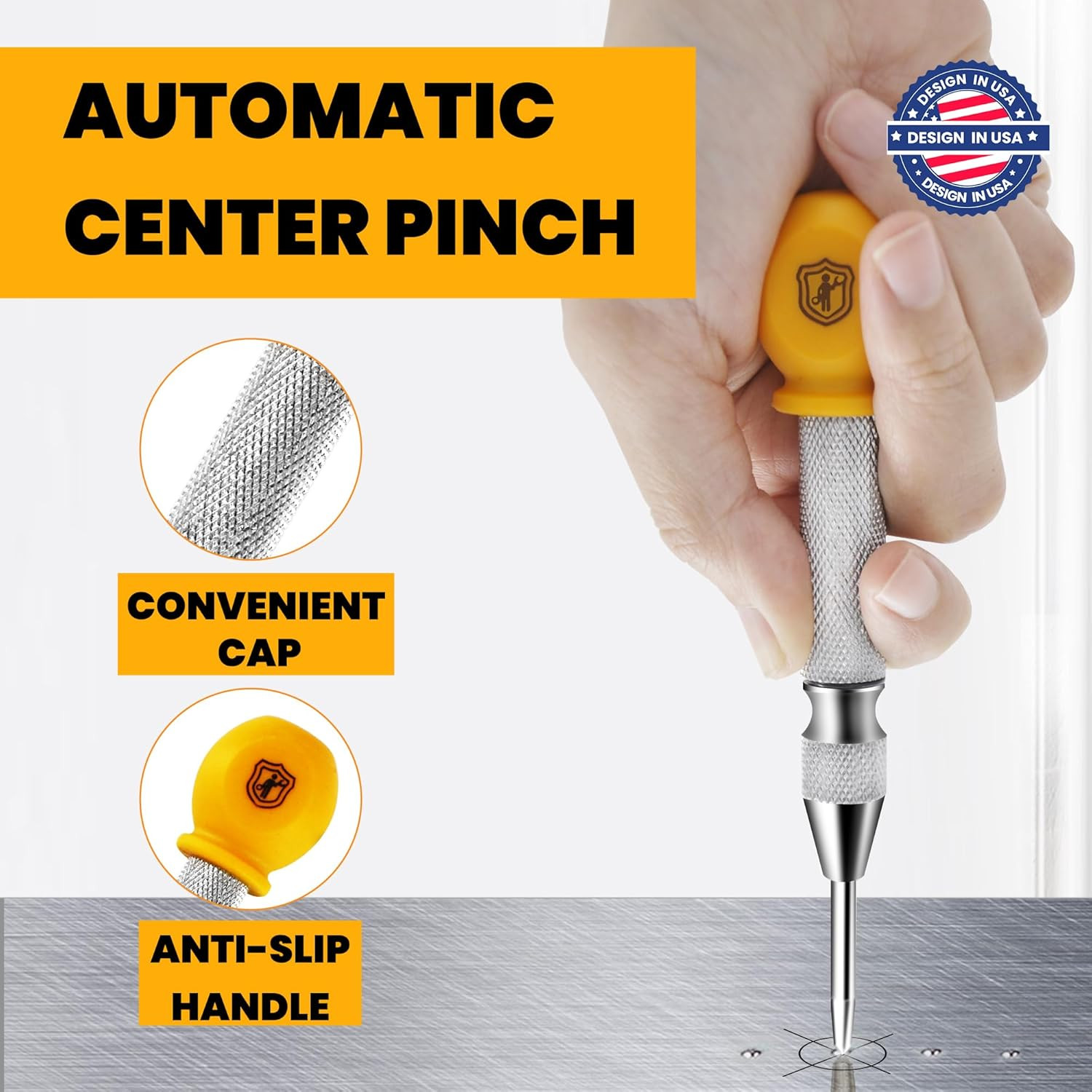 Mulwark 5" Spring-Loaded Automatic Steel Center Hole Punch Marker Scriber for Wo