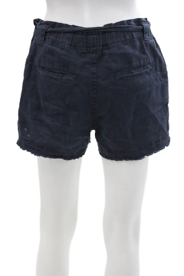 Pantalones cortos Splendid Collection para mujer de lino con cinturón azul marino talla extra pequeña Foto 3 de 4