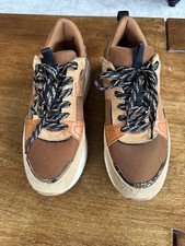 NOW £10! ~Zara Bloggers Favourite ~ Brown/Tan Animal Platform Wedge Trainers UK6