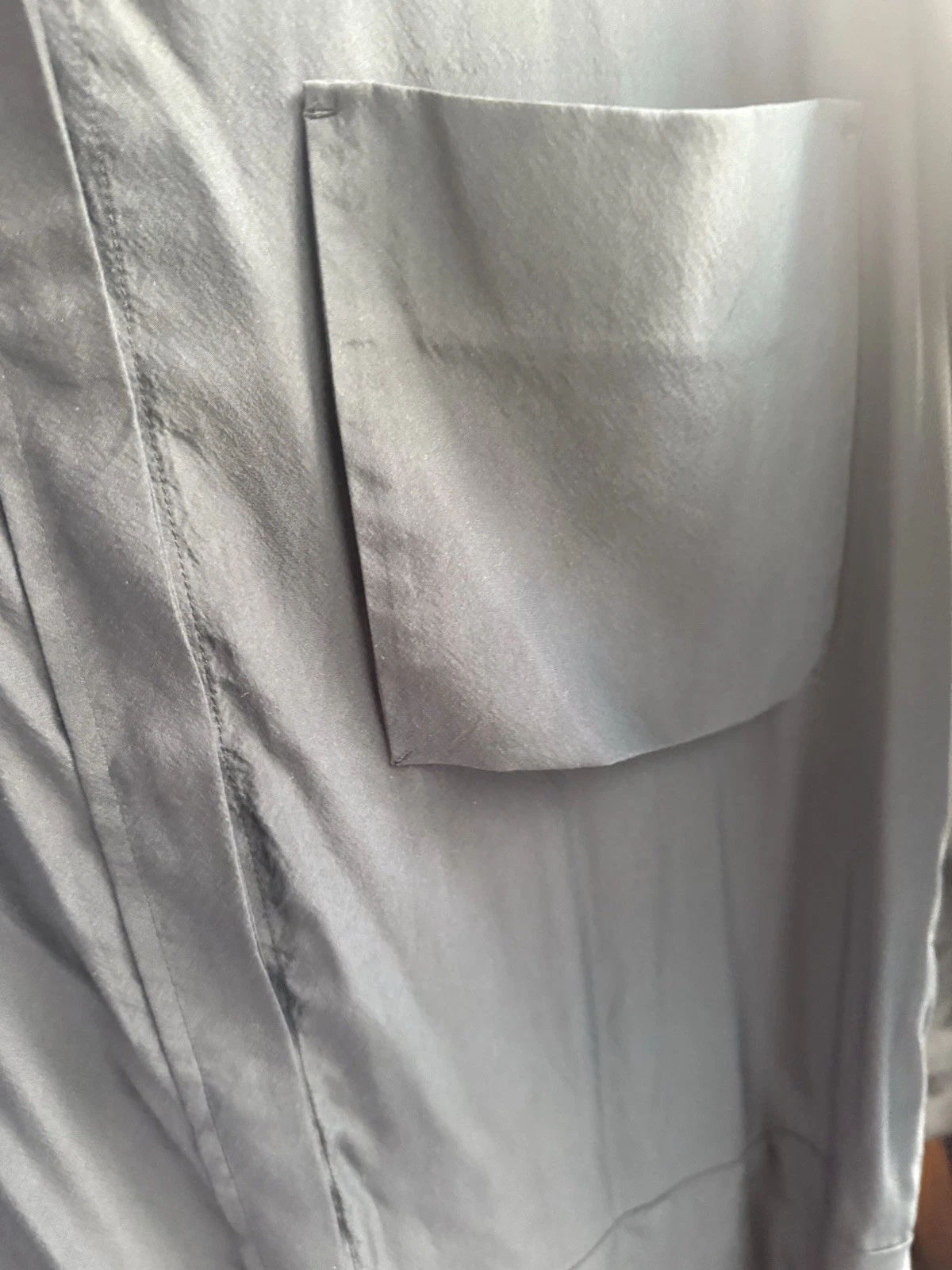 Abito camicia seta Celine grigio indietro