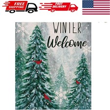 Durable 100 Burlap Christmas Flag with Snowflakes - 28 x 40 Double Sided Design