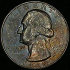 1960 Silver Washington Quarter - Choice Gem BU Super Color Blue Orange Toned 221
