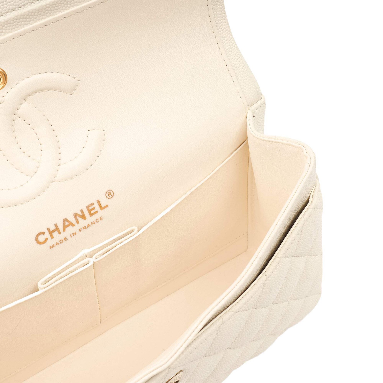 Chanel Shoulder Bag Classic Double Flap - Small in White, Caviar Leather image 10