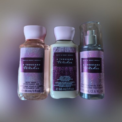 Bath and Body Works A THOUSAND WISHES SET Body Spray, Body Lotion, Body Wash