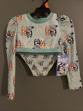 Bluey girls long sleeve bathing suit set size 4T