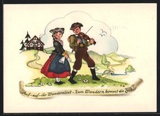 Künstler-AK Liesel Lauterborn: Wandersmann spielt zum Abschied ein Lied auf der 