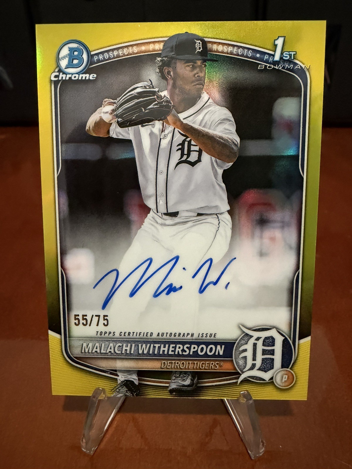 2025 Bowman Draft - Malachi Witherspoon 1st Chrome Auto Yellow /75 DET #CPA-MW
