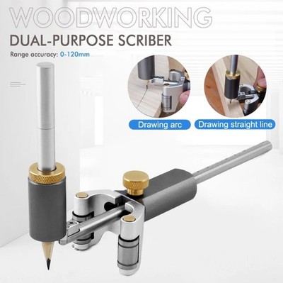 Multi-Functional Dual-Purpose Straight and Curved Marking Tool for Woodworking