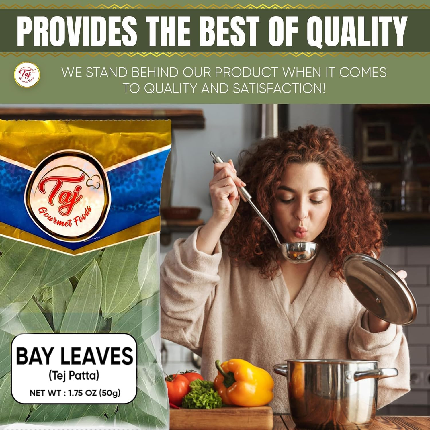 TAJ Bay Leaves, Large Whole Bay Leaf (Tej Patta), 1.75Oz (50G)