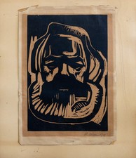 DDR Kunst - Arno MOHR "Karl Marx" orig. Holzschnitt handsigniert 1948