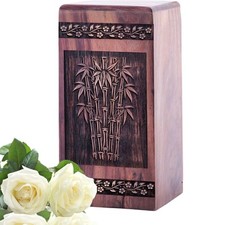 Elegant Wooden Memorial Urn 5-Inch Small Ashes Keepsake Decorative Box Black