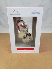 Hallmark Ornament Disney Frozen Olaf  Santa Hat Blown Glass Brand New