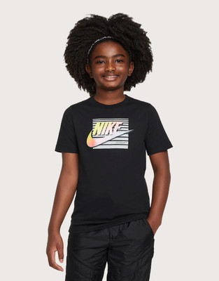 NWOT Nike Futura Boys Black Graphic Short Sleeve T-shirt Size XL FN9552-010