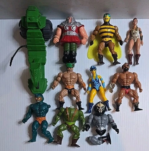 Vintage 1980's Masters Of The Universe He-Man Figures & Vehicles Lot Of 10 MOTU