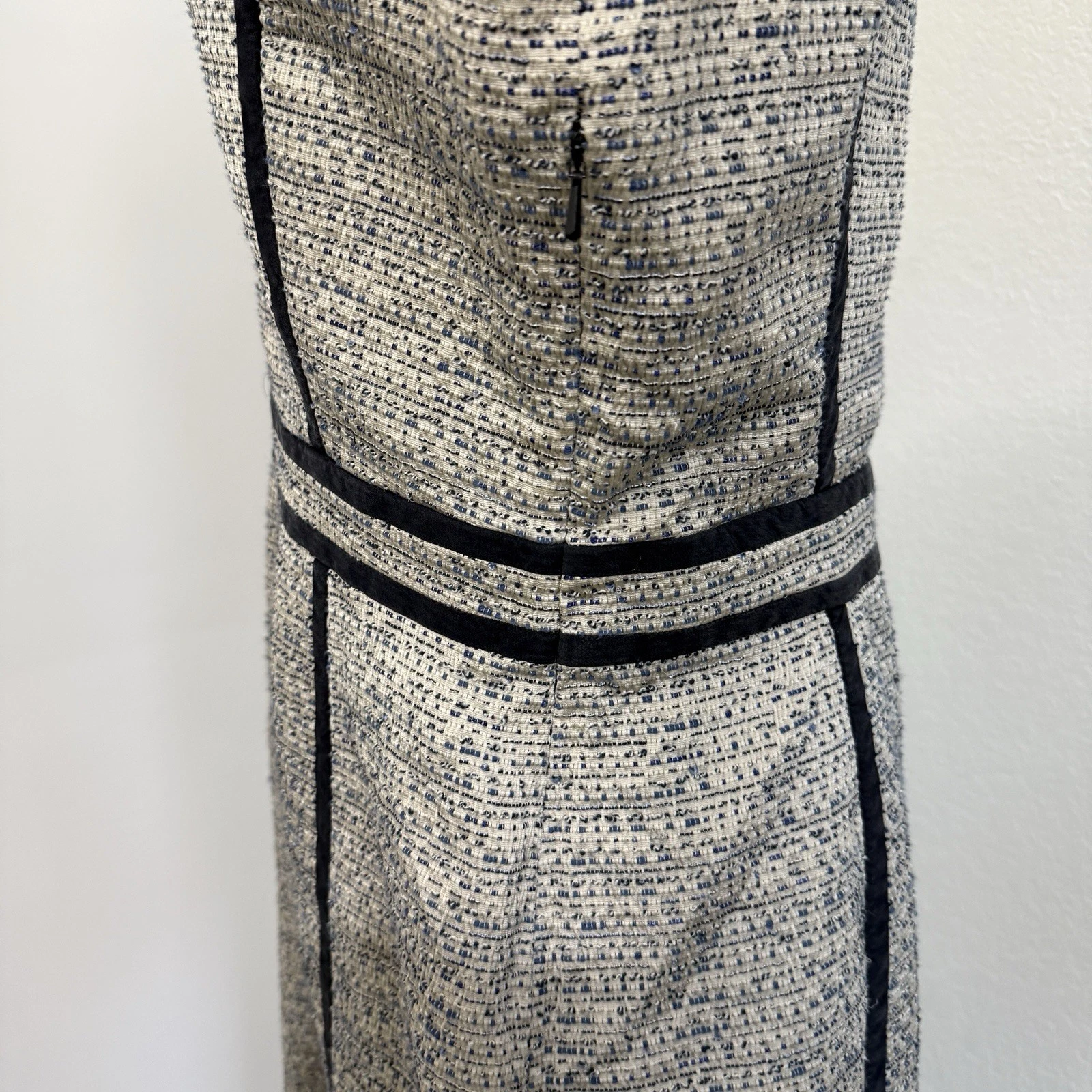 Abito midi Tory Burch DARON panna marino scollo a V tweed taglia 14