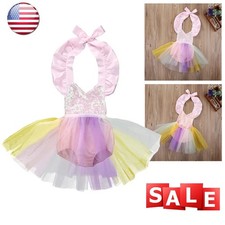 Baby Kids Girls Sequined Romper Tulle Dress Birthday Party Clothes Outfit