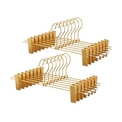 Gold Aluminum Pants Hangers,Hangers with 2-Adjustable Clip,Solid Skirt Hanger...