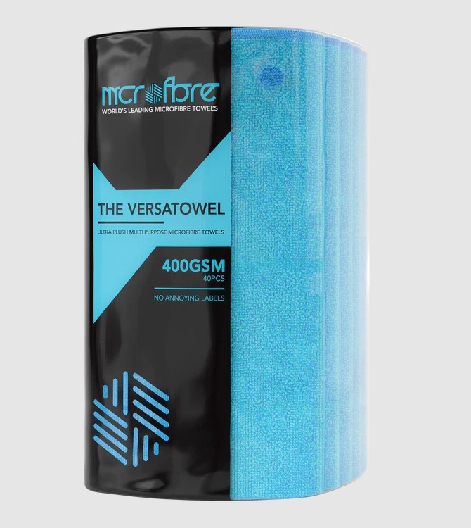 Mcrofbre - Versatowel Ultra Plush 400GSM Microfibre Cloths - 40 Pack - Blue