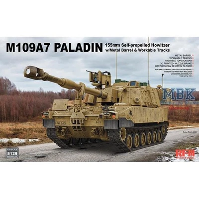 RYE FIELD MODEL RFM5129 M109A7 Paladin w/metal barrel & workable tracks