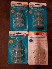 Lot of 4 Baby Bottle Silicone Nipples 3-Packs - Slow  Fast Flow 12 Total